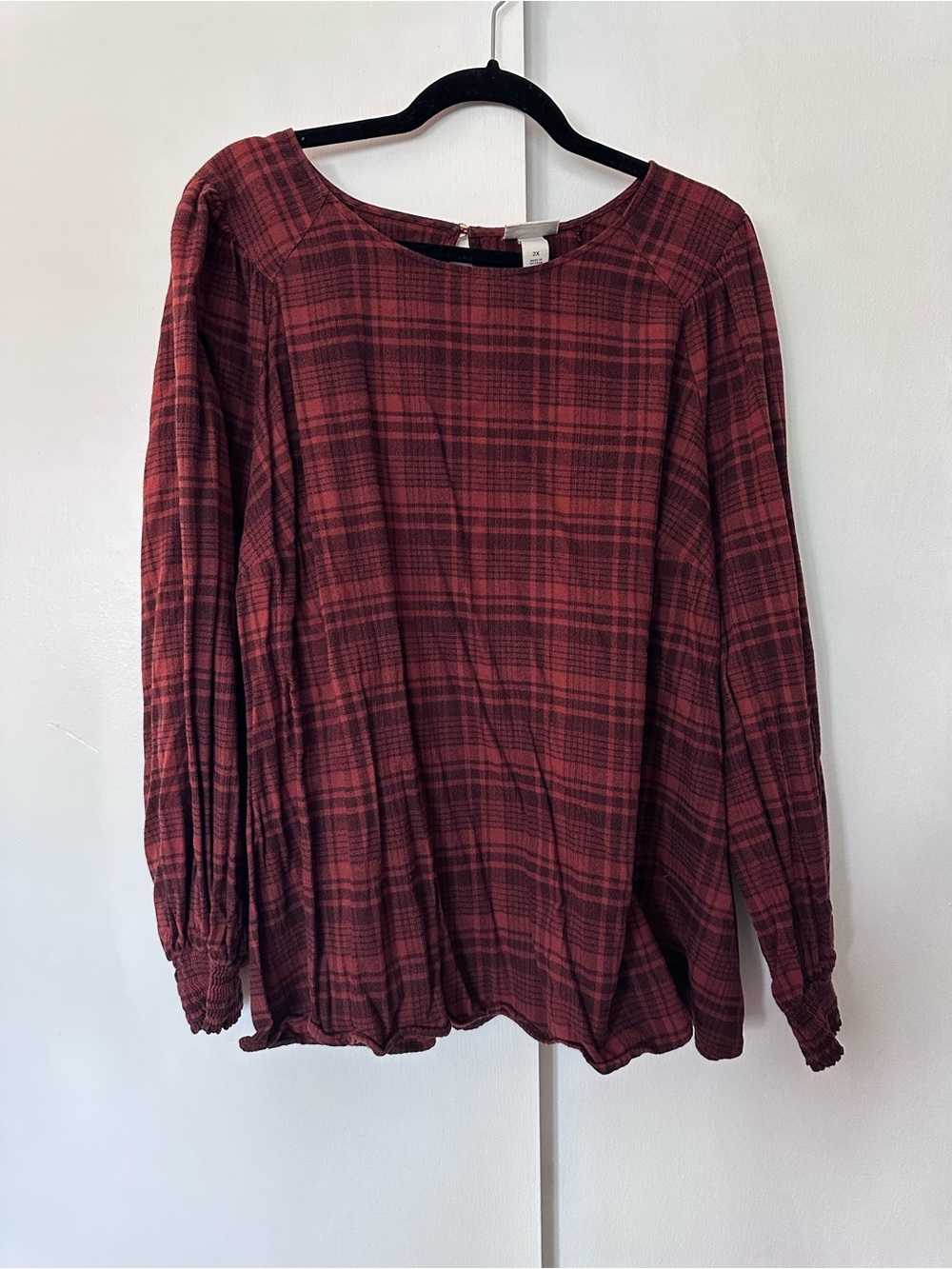 Women’s Plaid Long-Sleeve Blouse size 2x